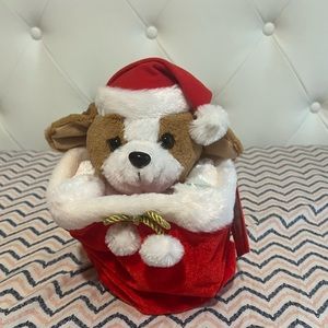 Animated plush Christmas themed animal.